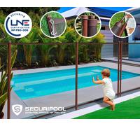 Barrière piscine démontable SECURIPOOL Marron Chocolat 2m fixations 16mm