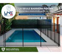 Barrière piscine démontable SECURIPOOL Noire 5m fixations 16mm NF P90-306 LNE