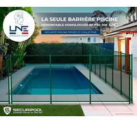 Barrière piscine démontable SECURIPOOL Verte 5m fixations 16mm NF P90-306 LNE