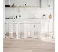 Barrière pliable pour chien avec porte - 4 panneaux - Blanc - 320 cm - Bois | Avec serrure, stable, pliable, pour salon, cuisine, escalier
