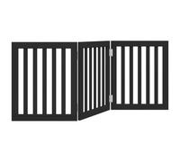 Barriere pour Chien Pliable 3 Panneaux Noir Bois Peuplier | Sans Installation, Sans Perçage, Pliable, Facile à Ranger, Pour Salon Cuisine Escalier