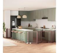 Barrière pour Chien Pliable 6 Panneaux Bois peuplier avec Porte et serrures, sans perçage, barrière de sécurité Animaux pour Salon Cuisine escalier