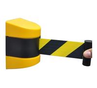 Barrière rétractable avec étui magnétique pour le contrôle de la foule et la gestion des lignes dans les files d'attente et les entrepôts