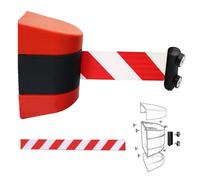 Barrière rétractable Barrière de ceinture de file d'attente à montage mural à attraction magnétique rouge, contrôle des foules rétractable magnétique 2/3/5/10 M, avec accessoires de montage(3M/9.8FT)