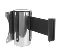 Barrière rétractable de 3 m, contrôle des foules extérieures, fixation murale, en acier inoxydable, ceinture rouge, poteau de sport noir, solution de gestion des files d'attente pour événements et