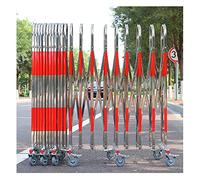 Barrière rétractable en acier - Clôture extensible pour écoles, centres commerciaux et gaz - Design rouge et argenté (1,5 x 2 m)