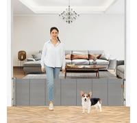 Barrière rétractable extra large de 61 cm de haut x 279,4 cm de long pour la maison, barrière courte pour bébé, barrière en maille renforcée pour chiots pour escaliers, intérieur/extérieur, gris