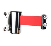Barrière rétractable, fixation murale magnétique, ceinture de sécurité rouge 2/3/5 m avec boîtier en acier inoxydable for la gestion des foules et la séparation des files d'attente.(2M/6.5FT)