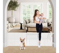 Barrière rétractable pour bébé de 61 x 203,2 cm de large, barrière courte à franchir pour chien, barrière en maille renforcée avec tiges de soutien, barrière pour petit chiot pour la maison, blanc