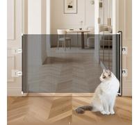 Barrière rétractable pour chats pour éviter les sorties accidentelles par les portes, intégration fonctionnelle avec les architectures domestiques courantes (68 x 125 cm)