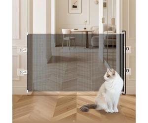 Barrière rétractable pour chats pour éviter les sorties accidentelles par les portes, intégration fonctionnelle avec les architectures domestiques courantes (68 x 125 cm)