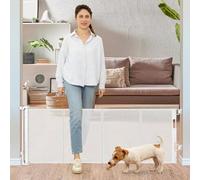 Barrière rétractable pour chien de 61 cm de haut pour la maison, barrière courte à enfiler, extensible jusqu'à 139,7 cm de large, barrière en maille renforcée pour chiot pour portes, barrière pour