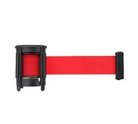 Barrière rétractable, ruban rétractable, support mural for sport extérieur, poteau de file d'attente, ceinture rouge, ruban de protection en acier inoxydable, 5 m for le contrôle des foules