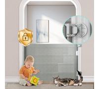 Barrière rétractable sans perçage pour escaliers avec verrouillage automatique, 83,8 cm de haut, extensible jusqu'à 139,7 cm de large en maille pour bébé, chien, chat avec double verrouillage pour