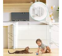 Barrière rétractable sans perçage pour escaliers avec verrouillage automatique, 83,8 cm de haut, extensible jusqu'à 139,7 cm de large, barrière en maille pour bébé, chien, chat avec double