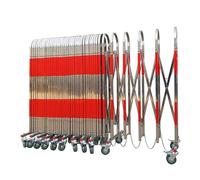 BarrièRe SéCurité Extensible Acier Inoxydable, BarrièRe Mobile Pliable Et RéTractable pour Chantier de Construction avec roulettes pour Garage ExtéRieur(1.1m x 6m)