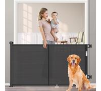 Barrière Sécurité Pour Enfant Chien,1.5m 3m 5m Barriere De Securite Retractable,Avec Renforcement En Fibre De Verre,Large Barriere De Securite Pour Escaliers Intérieurs Et Extérieurs (Noir,1.5m)