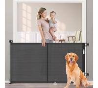 Barrière Sécurité pour Enfant Chien, 1.5M 3M 5M Barriere de Securite Retractable, avec Renforcement en Fibre de Verre, Large Barriere de Securite pour Escaliers Intérieurs et Extérieurs (Noir, 1.5M)