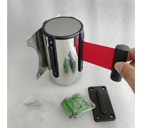 Barrière sécurité rétractable à Cordon sécurité Mural avec boîtier Acier Inoxydable et Accessoires pour sécurité publique, contrôle foules et Gestion d'événements