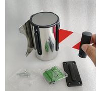 Barrière sécurité rétractable à Cordon sécurité Mural avec boîtier Acier Inoxydable et Accessoires pour sécurité publique, contrôle foules et Gestion d'événements