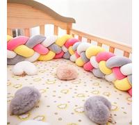 BarrièRes De Lit De Voyage Pour Tout-Petits,Tour Tout-Petits,Coussin DéCoratif Doux Et Douillet,Tricoté Surpiqué,Coussin NœUd Multicolore,Protection AdaptéE Aux LatéRales Frontales Du Lit(1m,O)