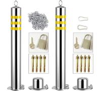 Barrières de stationnement, bornes sécurité for allée, 2 cônes en acier et chaîne 5 m, poteau borne robuste durable for usage commercial ou privé(76x650mm)