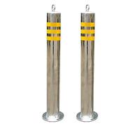 Barrières de stationnement pour garages ou poteaux de Parking Lot de 2 bornes de stationnement en béton en Acier Inoxydable Cônes de sécurité pour Usage,Argent - 800 x 89 mm/31,5 x 3,5 Pouces