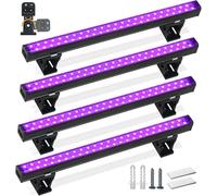 Barrina UV LED Tube Lumière Noire, 10W 28cm Lumiere Noire USB Alimenté, Lumières UV pour Halloween DJ Disco, Lumières Noires Réglables pour la Chambre à Coucher, 4 Barres
