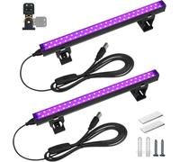 Barrina UV LED Tube Lumière Noire, 10W 28cm USB Alimenté, Lumières UV pour Halloween DJ Disco, Lampe Noires Réglables pour la Chambre à Coucher, 2 Barres