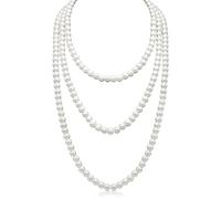 BARRU 1920 Collier de Perles,Long collier en perles d'imitation tendance de style Collier Long de fausses perles pour Mariage Fiançailles 150 cm,Collier des perles blanc,collier
