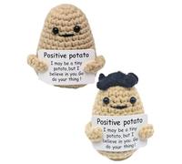 BARRU 2 pièces Poupée Porte-Bonheur Tricotée Main - Carte d'Encouragement Portable Incluse - Cadeau Émotionnel pour Rentrée Scolaire/Anniversaire - Design Mignon et Drôle (Décoration Bureau/Chambre)