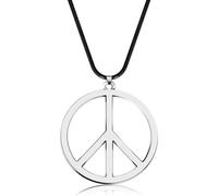 BARRU Collier Hippie, Couleur Arc en Ciel Pendentif Peace, Collier Paix en Métal, Collier Peace and Love pour Femme Homme,Accessoires Costume Hippie,Pendentif Paix Bijoux Hippie pour Carnaval Fête