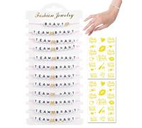 BARRU Jga pour Femmes, Accessoires Jga pour les Célibataires Filles, 12 pcs Bracelets d'Équipe de Mariée et 2 pcs Autocollants Gold, EVJF Accessoire, pour Mariage, Cadeau d'Accompagnement