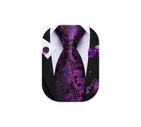 Barry.Wang Cravate florale avec épingle à revers en soie pour homme - Ensemble de boutons de manchette carrés pour mariage, fête de mariage