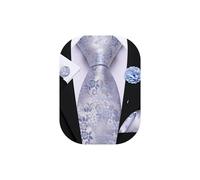 Barry.Wang Ensemble cravate florale avec épingle à revers pour homme en soie - Cravate, pochette et boutons de manchette pour mariage, soirée et affaire, taille unique