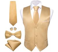 Barry.Wang Ensemble gilet d'affaires pour homme avec gilet et nœud papillon | Col en V classique coupe ajustée 5 pièces, parfait pour une fête de mariage