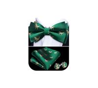 Barry.Wang Ensemble nœud papillon pré-noué en soie pour homme avec carré de poche et boutons de manchette pour mariages et événements formels, Vert dinosaure, taille unique