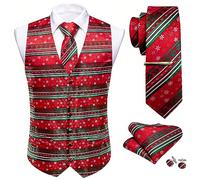 Barry.Wang Gilet de Noël pour homme avec nœud papillon et col en V, Noël rouge et vert, 3X-Large