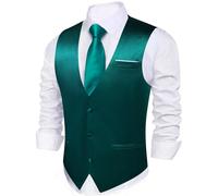 Barry.Wang Gilet pour homme - Coupe ajustée - Col en V - Coupe ajustée - Pour mariage, bal de fin d'année, smoking, vert émeraude, XL
