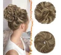 BARSDAR 2 PCS Chignon Postiche Cheveux, Elastique Chouchou Cheveux Chignon Extensions pour Femmes Synthétique Naturel Épais Donut Updo Faux Scrunchies Extension Postiche - Brun Moyen avec Blond