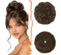 BARSDAR 2 PCS Chignon Postiche Cheveux, Faux Chignon Extensions Elastique Chouchou Postiche de Cheval pour Femmes Synthétique Épais Donut Updo Scrunchies Châtaigne Marron Extension Postiches