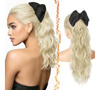 BARSDAR 45cm Bow Pince Clip Ondulée Chocolat Brun Queue de Cheval Extension | Bow Knot Pince Clip, Douce Loose Ondulée, Aspect Réaliste, Silky Soft Touch, Volumineuse Légère, Easy Wear, Tangle-Resistant