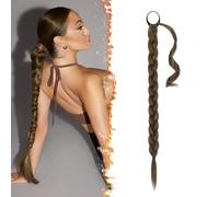 BARSDAR 66cm Longue Extension de Queue de Cheval tressée avec Attache Cheveux Extensions de Cheveux Droites et Enveloppantes Queue de Cheval DIY Naturel doux Synthétique Postiche pour les Femmes