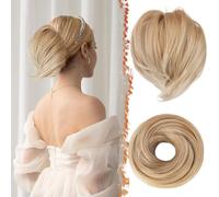 BARSDAR Cheveux Chignon Queue de Cheval Extension, Synthétique Court Raides Queue de Cheval Chignon Extension de Cheveux Elastique Blond Chouchou Chignon Postiche pour Femmes Fille (Miel Blond Mixte)