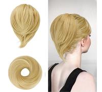 BARSDAR Chignon Queue de Cheval Extension, Postiche Synthétique Droite Entièrement Court Queue de Cheval Chignon Extensions Cheveux Accessoires Élastique Facile Chouchou pour Femme