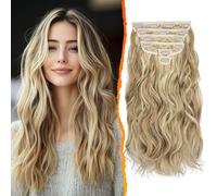 BARSDAR Extension Cheveux Naturel Clip, 40cm Ondulés Clip Extension de Cheveux Blond pour Femmes 6PCs Extension Synthétique Postiche Hair Extensions - Clair Blond Cendré Mixte