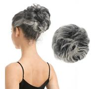 BARSDAR Humain Chignon Postiche Cheveux, Humains Chignon de Cheveux Extensions pour Femmes Gris Chouchou Hair Naturel Postiche Hair Bun Elastique Scrunchie - Gray Mixte