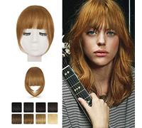 BARSDAR Human Hair Clip in Bangs - Real Human Hair Clip in Bangs for Women - Ginger Blonde French Bangs Extensions Fringe with Temples Real Hair Fringe Hairpieces - Golden Ginger Blonde