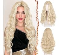 BARSDAR Longue Ondulée Blond Clair Perruque, 66cm Bou s Naturel Synthétiques Perruque Épais Doux Blonde Perruques pour Femme Cosplay Fête Quotidienne (Blond Clair)