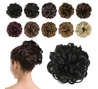 BARSDAR Postiche Chignon Cheveux Naturel Chignon Effet Decoiffe MéChéS Bouclé Chouchous Extensions de Cheveux Scrunchies OnduléS Donut Mariage pour Femme 40g